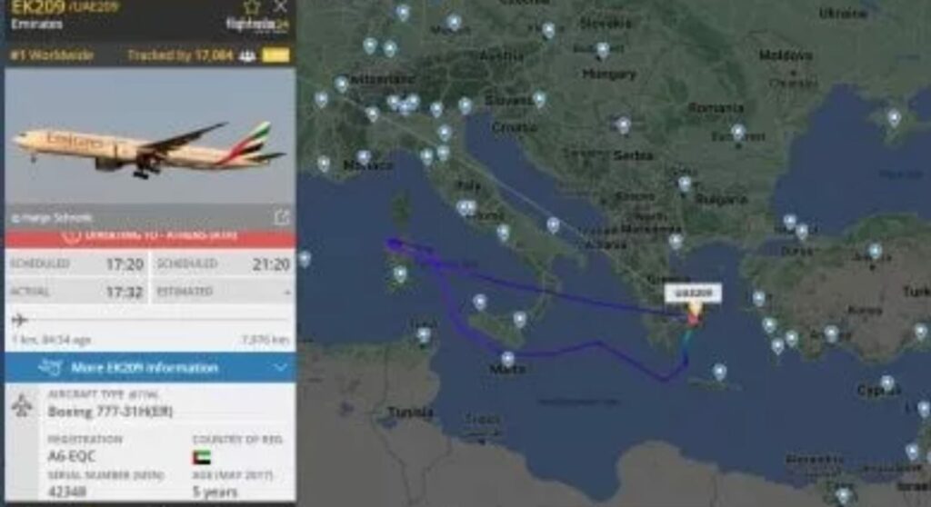 Dirottato in Italia.