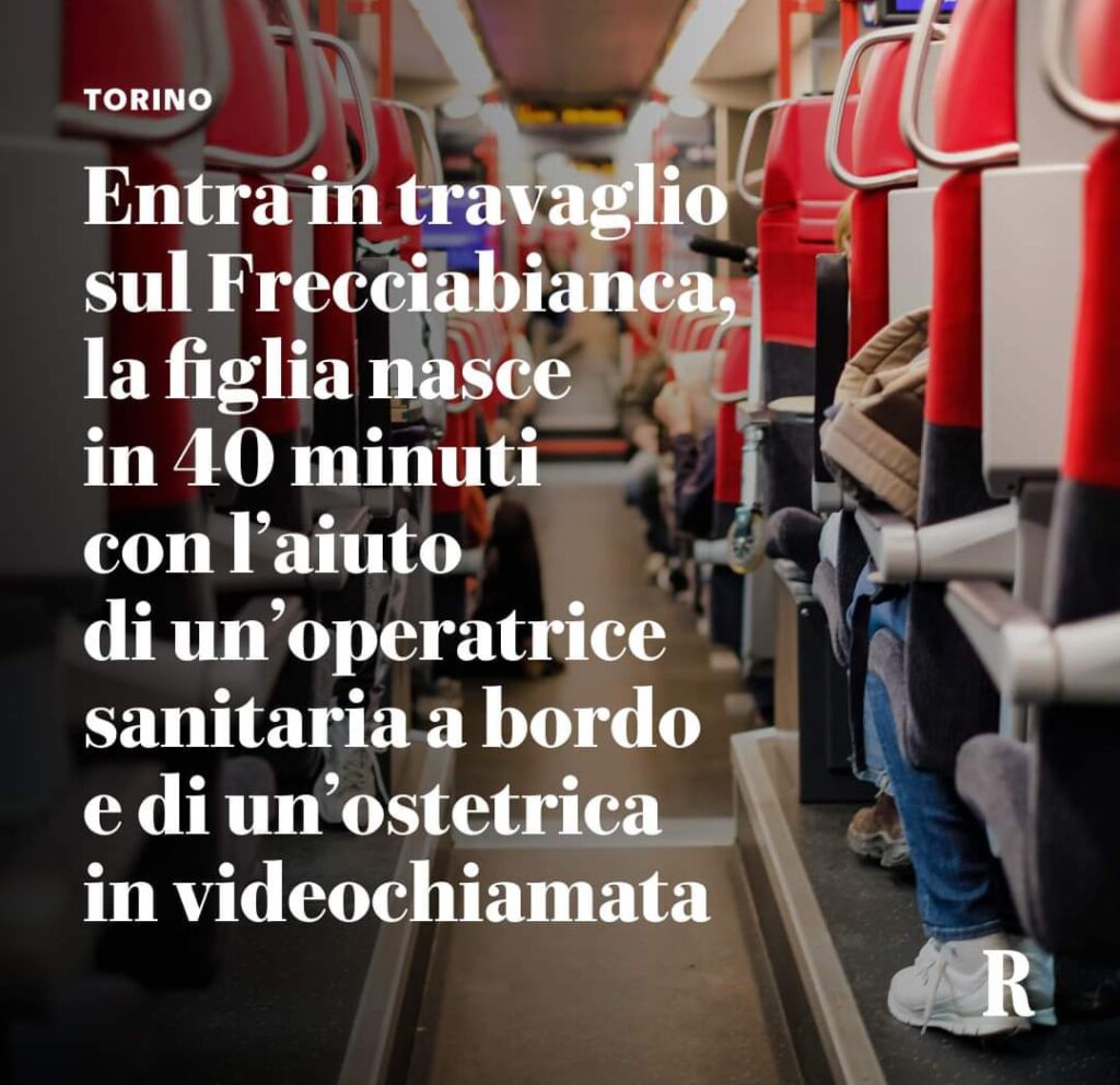 Il treno si ferma improvvisamente alla stazione di Arquata Scrivia, c’è un’emergenza. Una bambina deve nascere e la sua mamma è già in travaglio