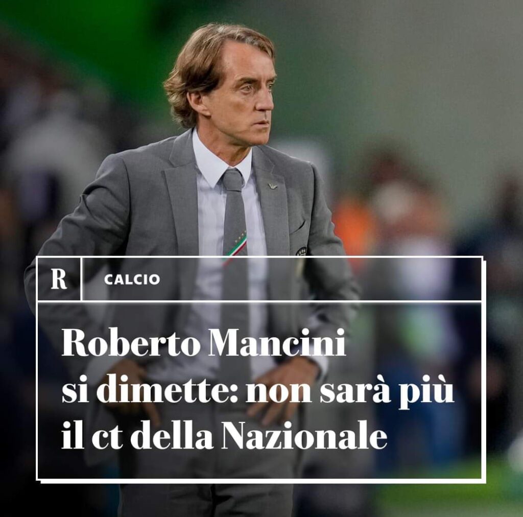 Roberto Mancini lascia la panchina della Nazionale.