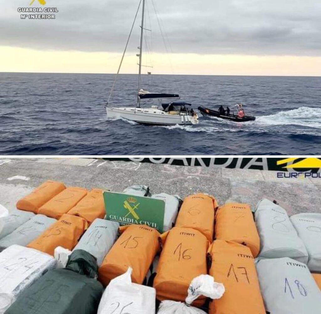 Intercettata barca a vela con 700 chili di cocaina in rotta verso Gran Canaria.