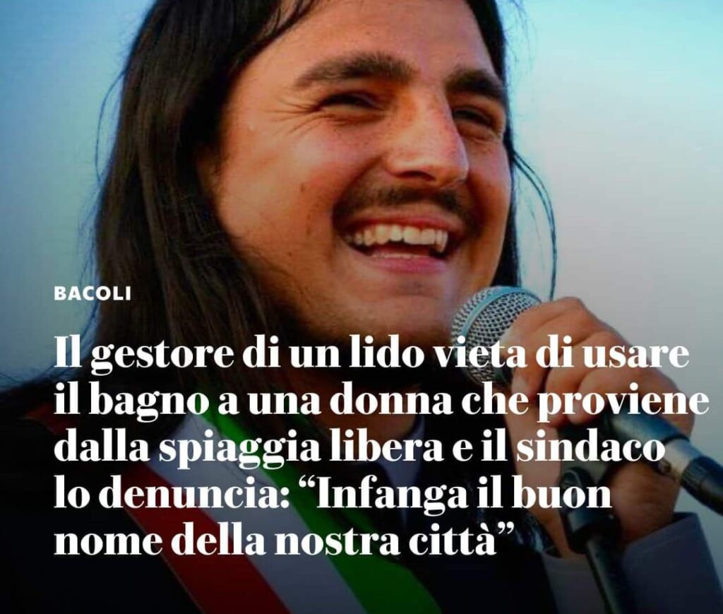 Le vietano di utilizzare i bagni del lido perchè proviene da una spiaggia libera e il sindaco denuncia il gestore.