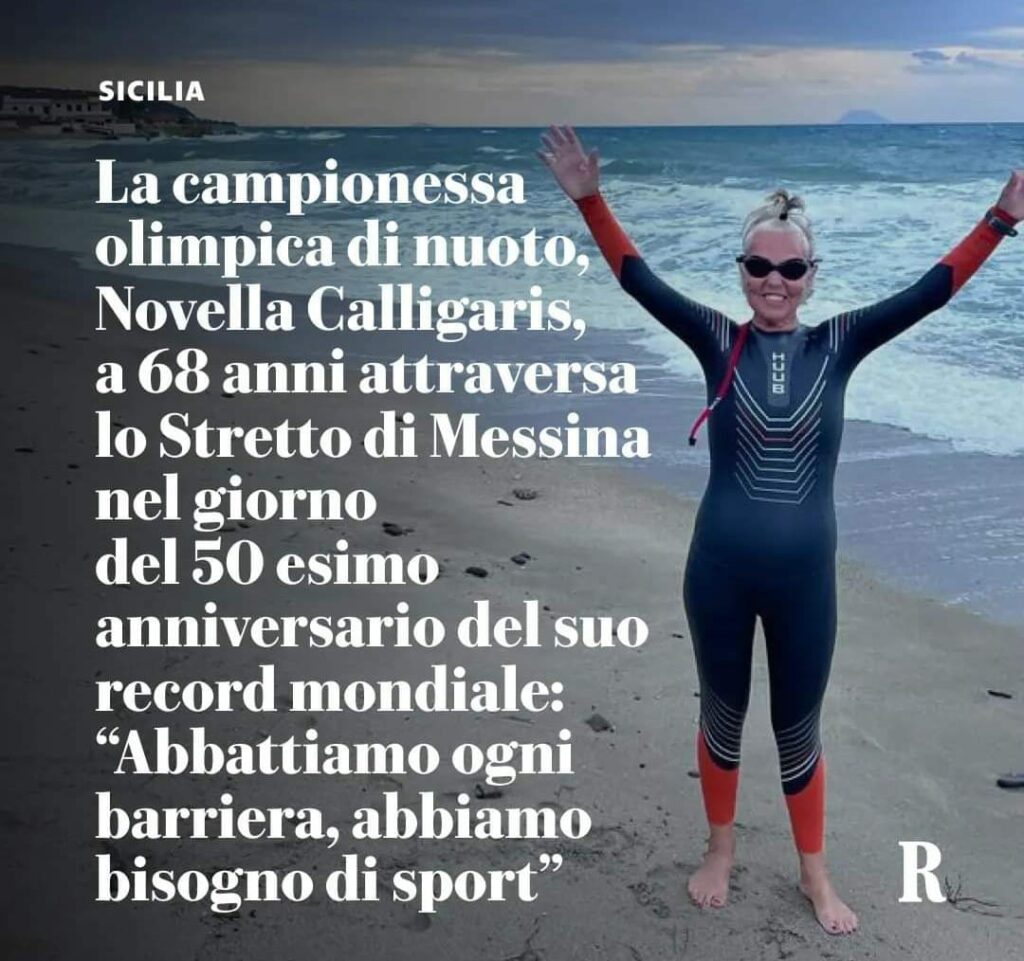 Ha attraversato a nuoto lo Stretto di Messina, a 68 anni.
