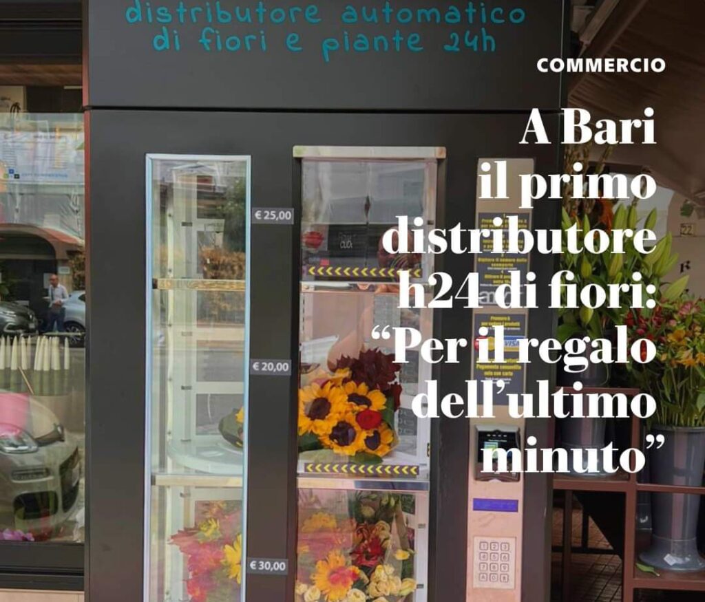 A BARI IL PRIMO DISTRIBUTORE AUTOMATICO DI FIORI