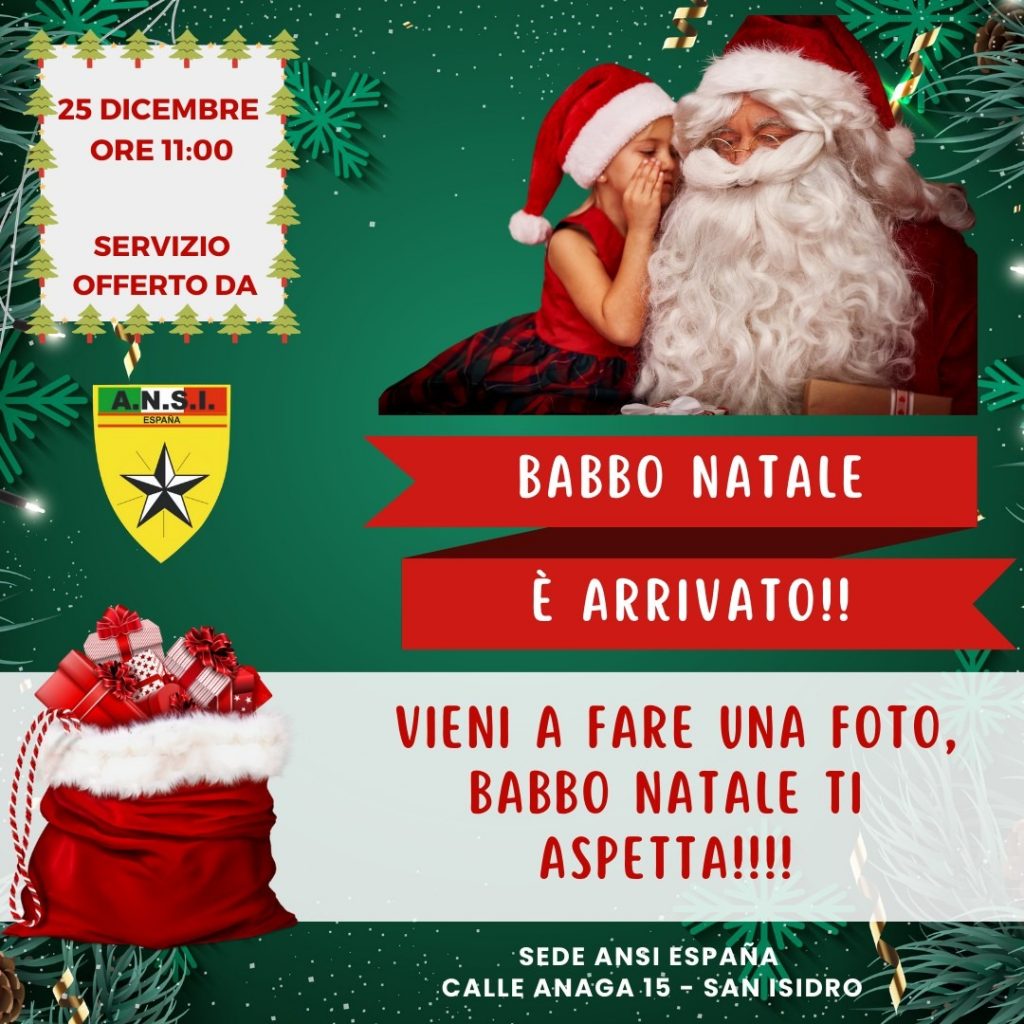 Babbo Natale il 25 dicembre farà visita alla sede di ANSI España: tutti i bambini sono invitati!