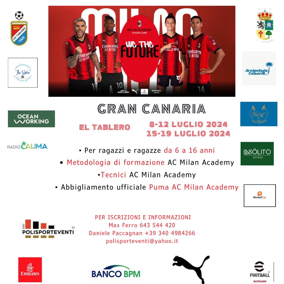 Com.It.Es. Canarie approva 2 borse di studio sportive per giovani per il Milan Camp di Gran Canaria