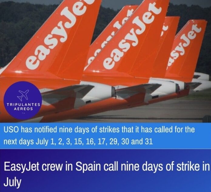Lo stipendio di un assistente di volo EasyJet in Spagna è inferiore a 1000€ al mese.
