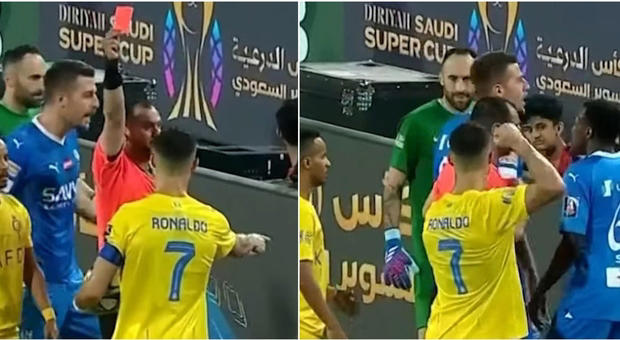 Cristiano Ronaldo, follia in campo: gomitata, espulsione e minacce all’arbitro
