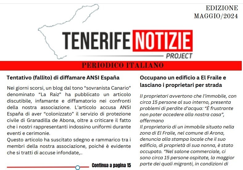 Tenerife Notizie diventa anche Cartaceo! Scarica l’edizione digitale di Maggio