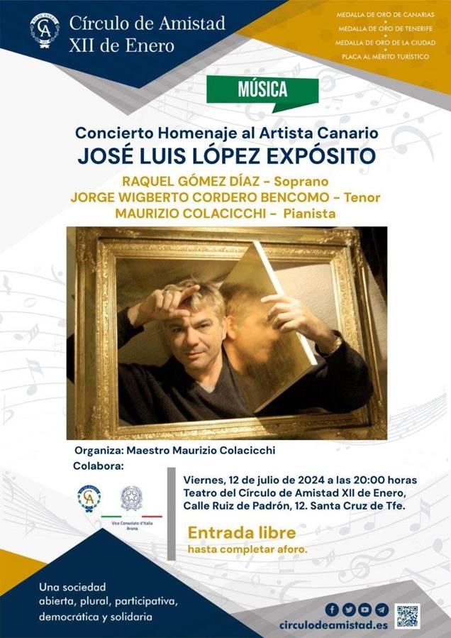 Concerto lirico del Maestro Maurizio Colacicchi in omaggio all’artista canario José Luis Lopez Exposito