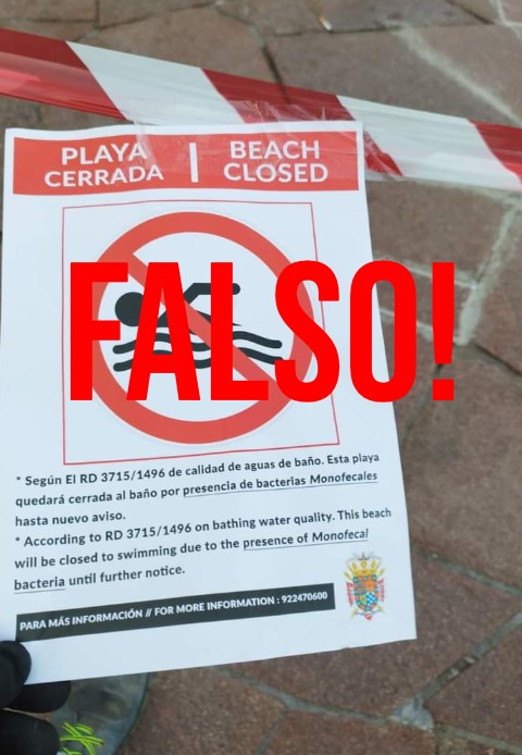 El Médano: spunta un FALSO cartello che dichiara chiusa la balneazione della Spiaggia