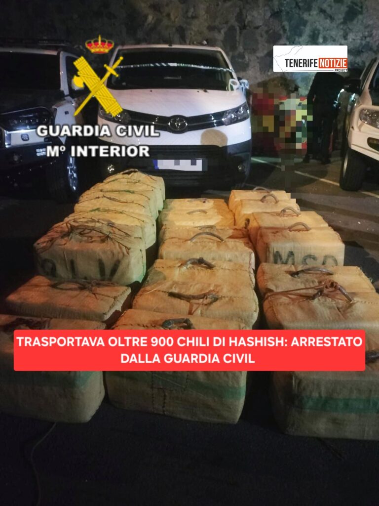TRASPORTAVA OLTRE 900 CHILI DI HASHISH: ARRESTATO DALLA GUARDIA CIVIL